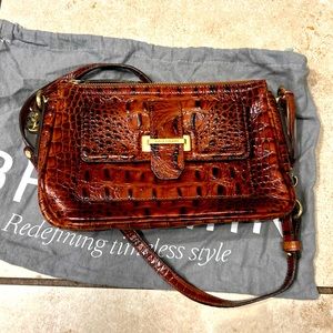 Brahmin Leather Crossbody with gold tone accents, excellent condition